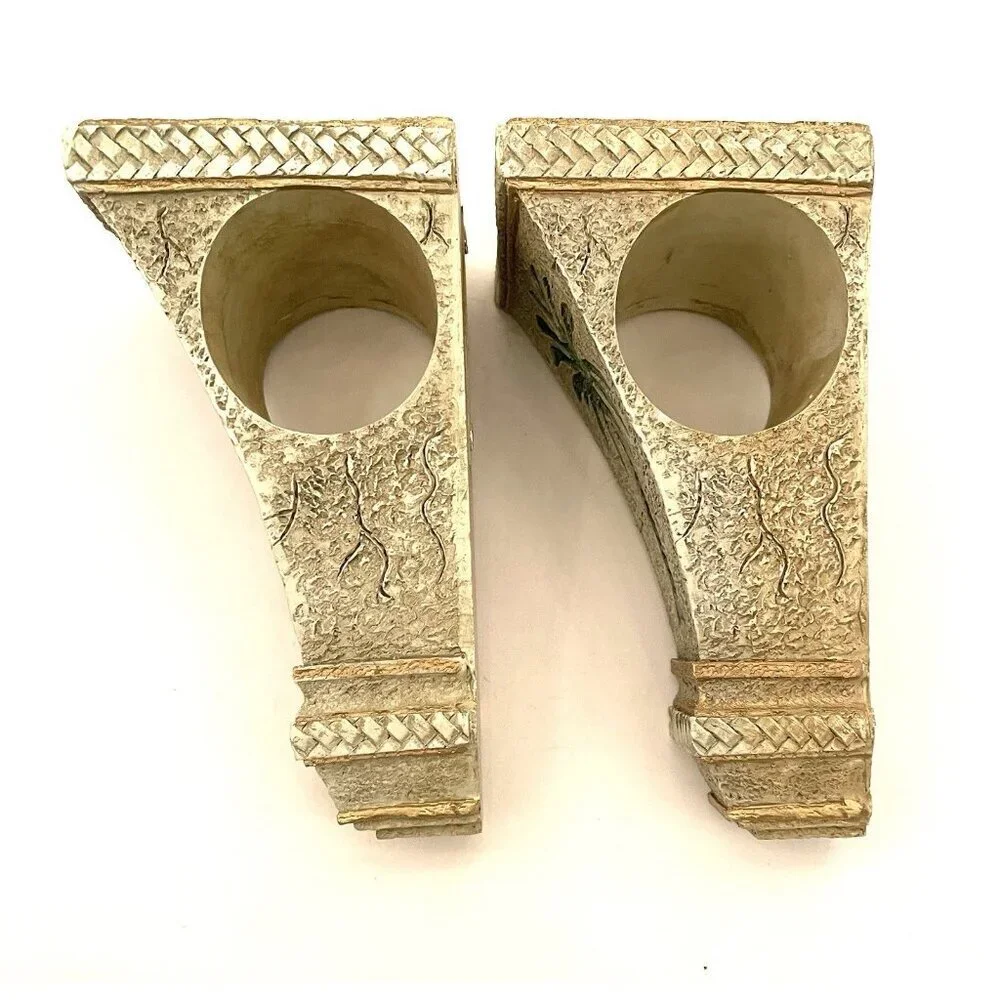 Palm Tree Curtain Rod Corbels set Resin 7x4x3.5” Tropical Decor
